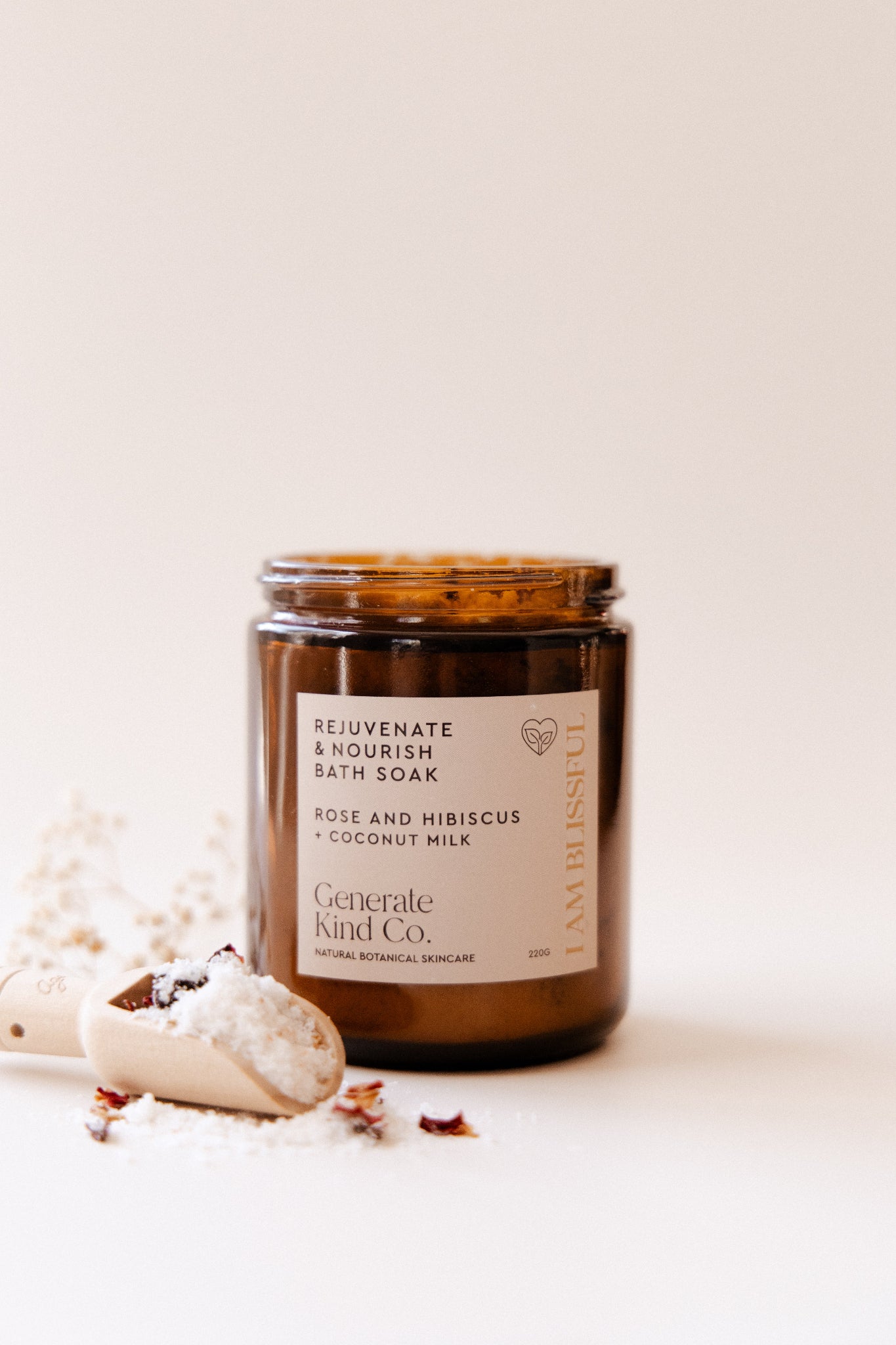 Rose & Hibiscus Bath Soak with small wooden spoon