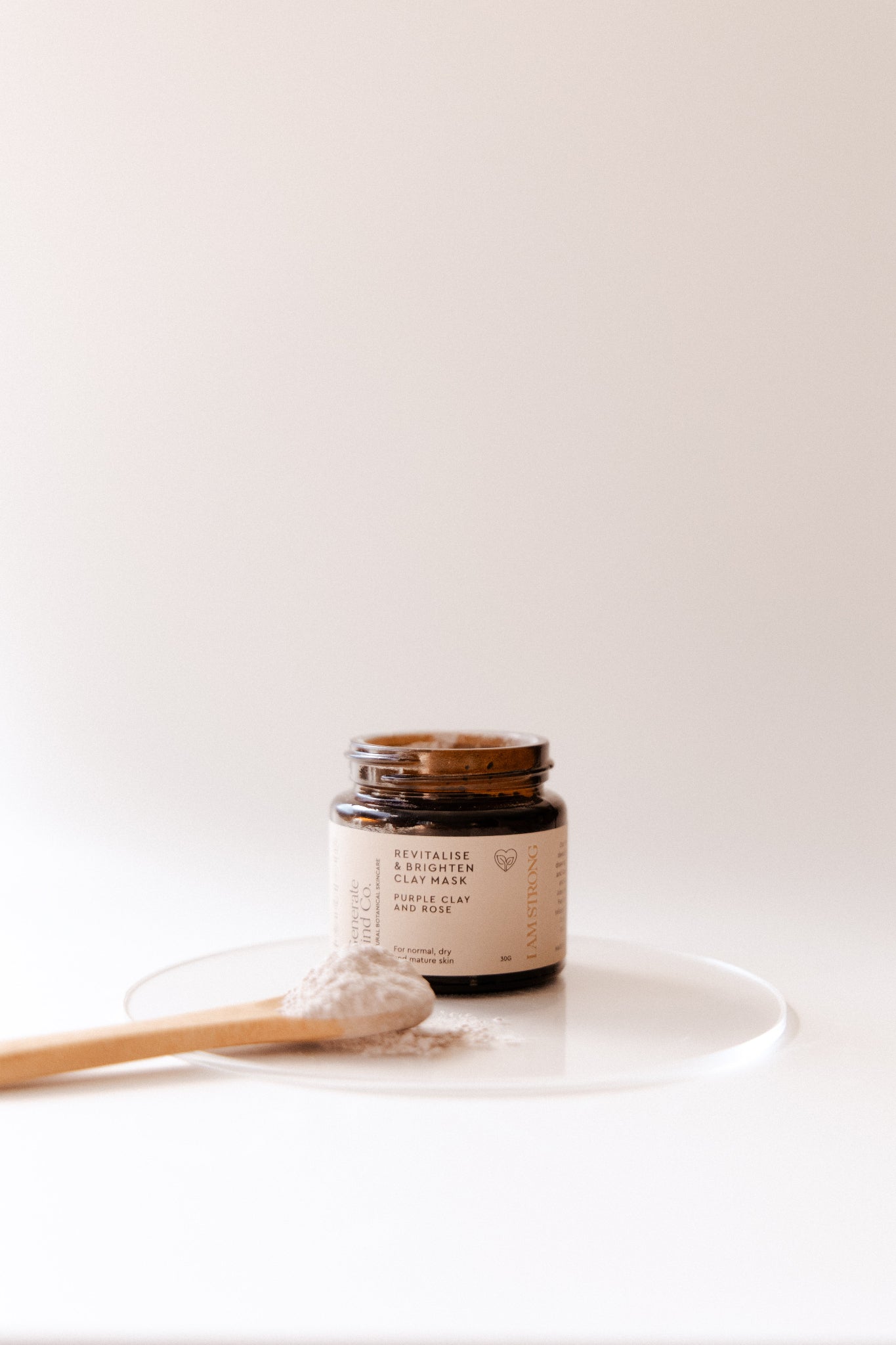 CLay Mask Purple Clay and Rose on Wooden spoon